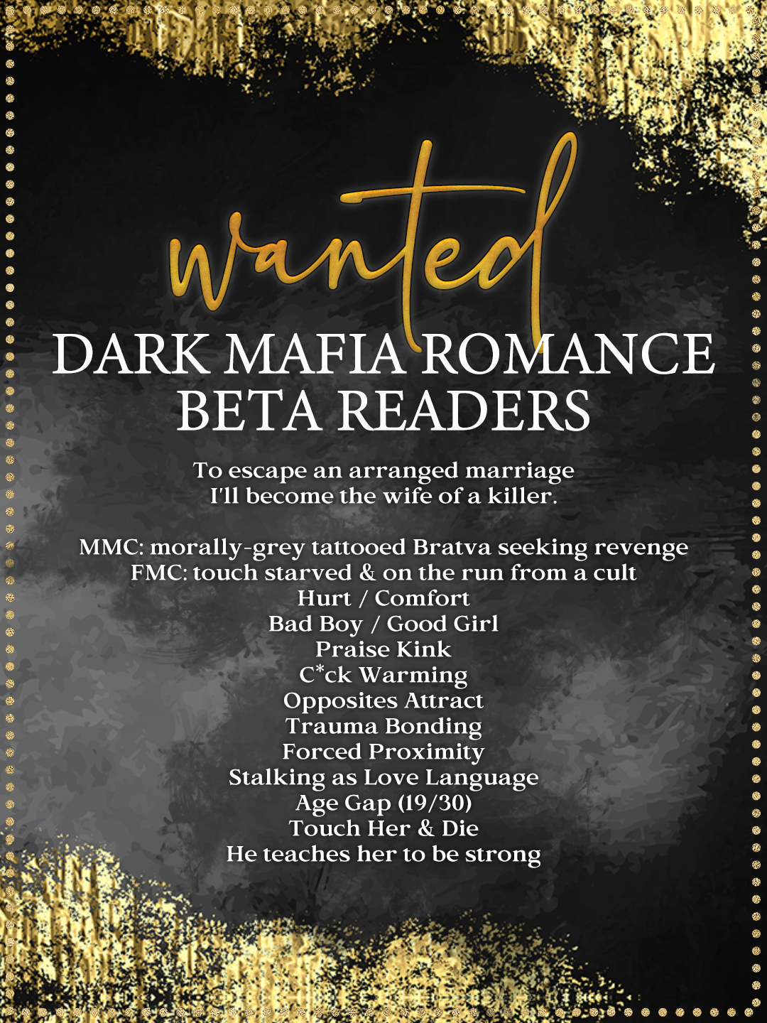 Wanted Dark Mafia Romance Beta Readers